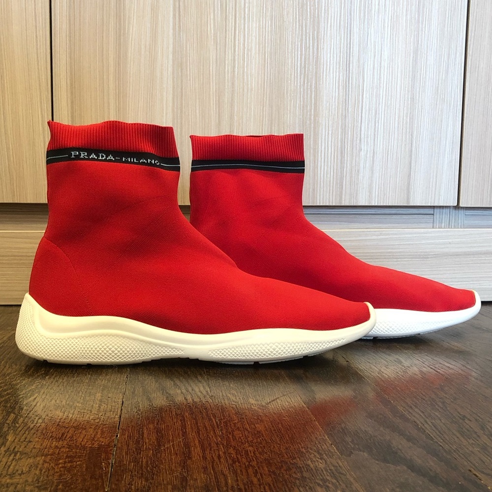 PRADA: Pull-On High-Top Sneakers